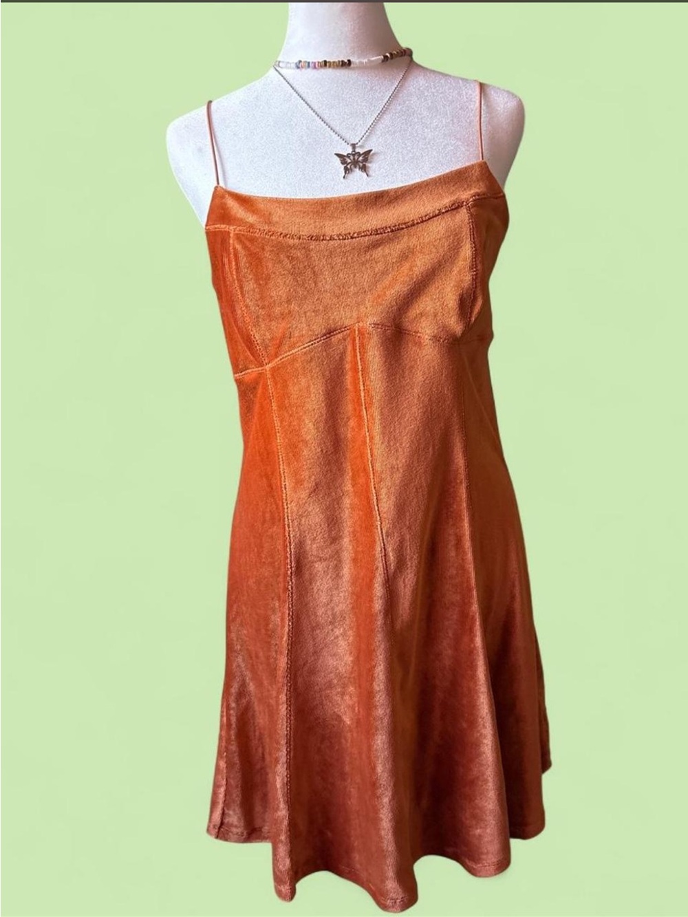 wild fable Orange Slip Dress with Spaghetti Straps
